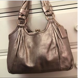 Gold Metallic Coach Satchel